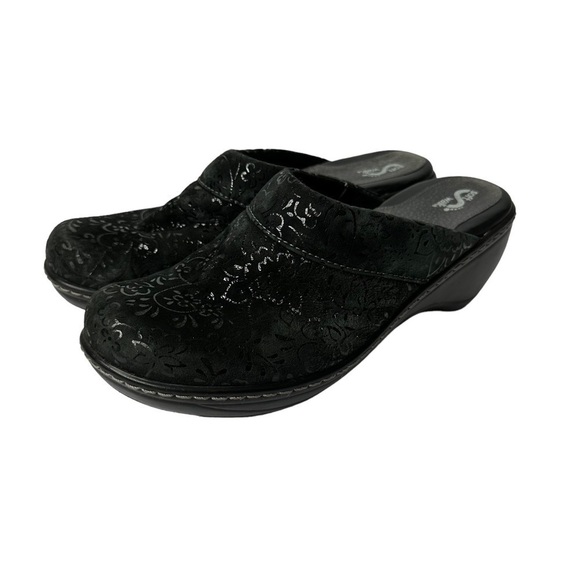 Soft Walk Black Floral Leather Upper Clogs Women’s Size 8.5 - Picture 6 of 10